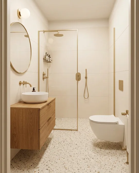 Badrum med terrazzo, efter